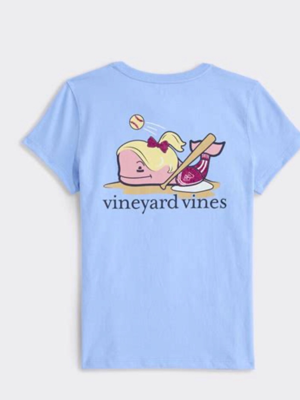 Vineyard Vines Light Blue Girls' Whale Baseball Tee